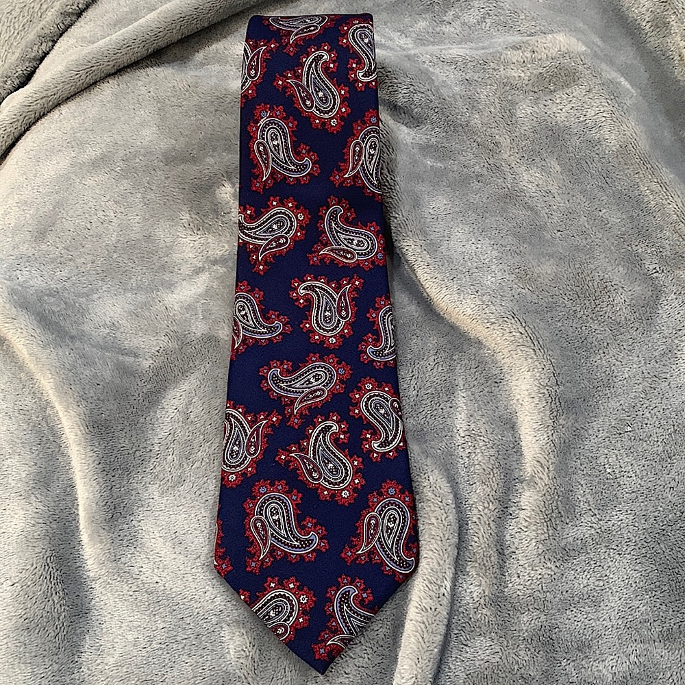 Christian Dior Navy Paisley‎ Silk Neckwear Tie